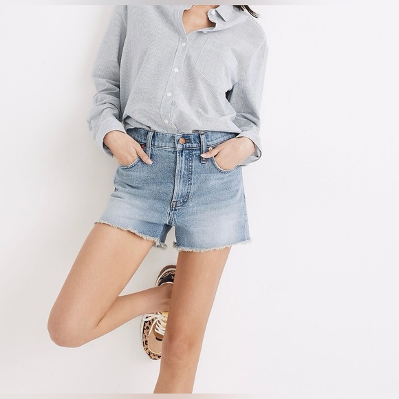 Madewell Pants - Madewell The Perfect Jean Short Blue Denim Cut-Off Raw Hem Shorts‎ Size 27